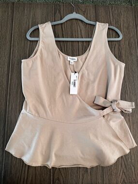 Terea Wrap Peplum Camisole in Beige